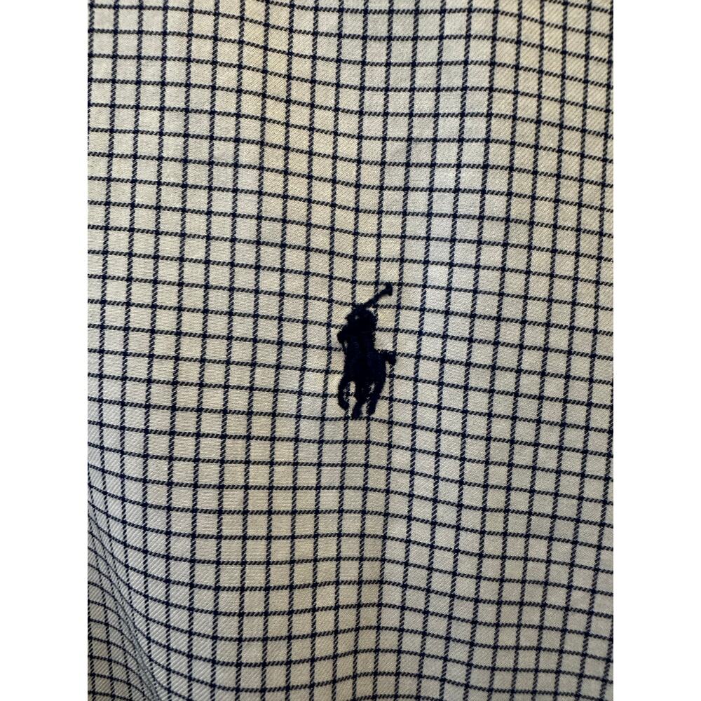 Ralph Lauren Yarmouth 17 32/33 Blue Grid Button Down Shirt Preppy OldMoney